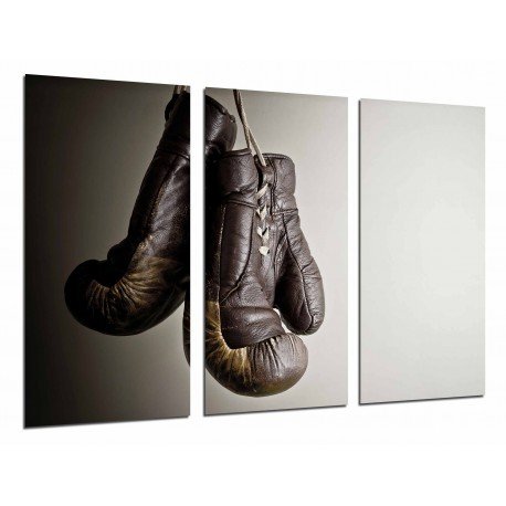 Cuadro Moderno Fotografico base madera, Deporte Boxeo, Guante Marron, Gris, Motivacion