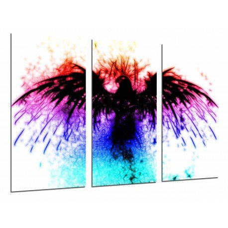 MULTI Wood Printings, Picture Wall Hanging, Animal Eagle of Colors, Background White