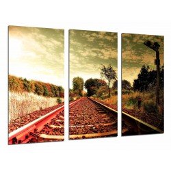 MULTI Wood Printings, Picture Wall Hanging, Landscape railway Train Vintage in Otono