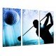 MULTI Wood Printings, Picture Wall Hanging, Sports Golf, Silhouette Golfer Hitting Ball