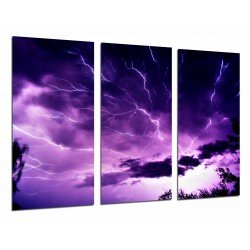 MULTI Wood Printings, Picture Wall Hanging, Landscape Storm in the Sky Ray, Purple