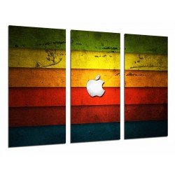 MULTI Wood Printings, Picture Wall Hanging, Logo apple in Wood of Colors