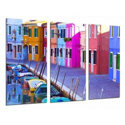 MULTI Wood Printings, Picture Wall Hanging, Houses of Colors, City Burano, Italia