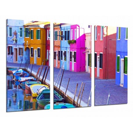 MULTI Wood Printings, Picture Wall Hanging, Houses of Colors, City Burano, Italia