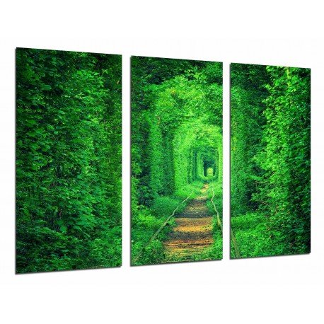 MULTI Wood Printings, Picture Wall Hanging, Landscape railway Train Fantasy, Grass Green