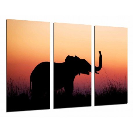 MULTI Wood Printings, Picture Wall Hanging, Landscape Animal baby Elefant Sunset Nature