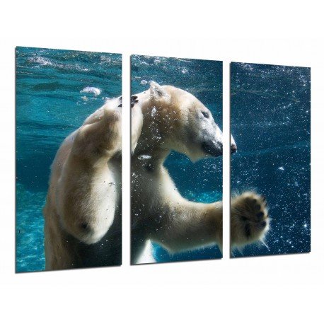 MULTI Wood Printings, Picture Wall Hanging, Animal Wild Bear Polar Swimming, Diving, Hunting