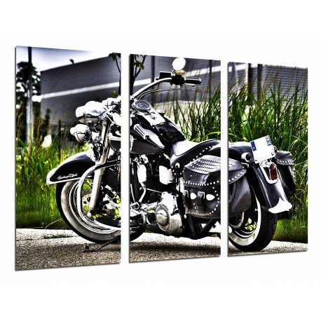 MULTI Wood Printings, Picture Wall Hanging, Motobike Harley Davdison Black, Road, Race