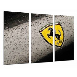 Cuadro Moderno Fotografico base madera, Logo Amarillo Ferrari, Coche Marca