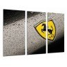 Cuadro Moderno Fotografico base madera, Logo Amarillo Ferrari, Coche Marca