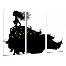 MULTI Wood Printings, Picture Wall Hanging, Silhouette Princess, Woman White and  Black, Girl