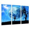 MULTI Wood Printings, Picture Wall Hanging, Landscape Full Moon, Silhouette of Woman Dancer