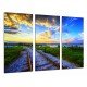 MULTI Wood Printings, Picture Wall Hanging, Landscape Sunset Natualeza, railway of Tren