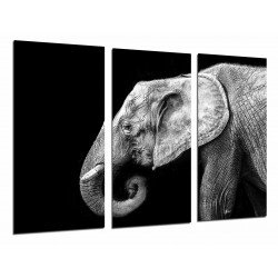 MULTI Wood Printings, Picture Wall Hanging, Elefant White and  Black, Animals Wild, Nature