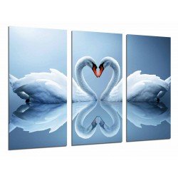 MULTI Wood Printings, Picture Wall Hanging, Couple of Cisnes, Animal Form of Heart