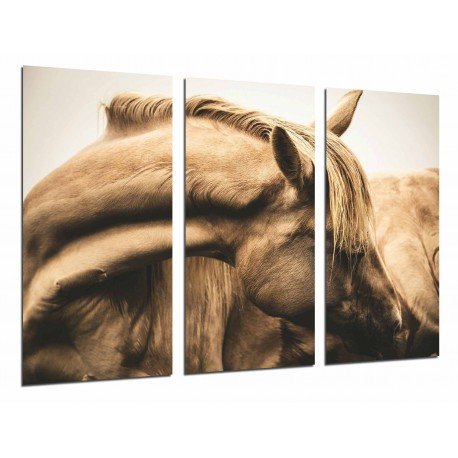 MULTI Wood Printings, Picture Wall Hanging, Nostalgia, Animal Horse Marron