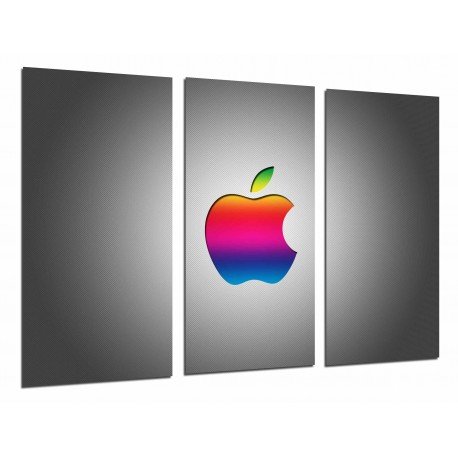 Cuadro Moderno Fotografico base madera, Logo Apple Colores, Teconologia, Manzana
