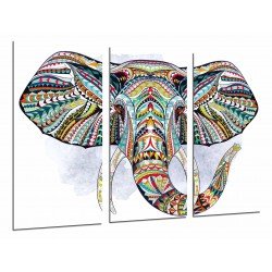 MULTI Wood Printings, Picture Wall Hanging, Decoration Mandala Animal Elefante, Background Blanco