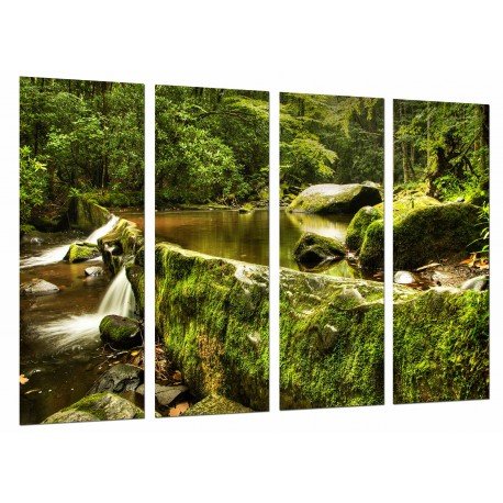 Cuadro Moderno Fotografico base madera, Paisaje Naturaleza Rio y Bosque Verde