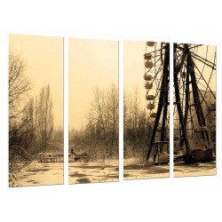 MULTI Wood Printings, Picture Wall Hanging, Landscape Vintage Noria, Park of Atracciones  in Ciudad