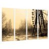 Cuadro Moderno Fotografico base madera, Paisaje Vintage Noria, Parque de Atracciones  en Ciudad