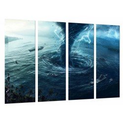 Cuadro Moderno Fotografico base madera, Paisaje Tormenta, Tornado en el Mar, Tempestad