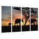 MULTI Wood Printings, Picture Wall Hanging, Landscape Sunset Nature Africana, Elefants Animal
