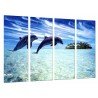 Cuadro Moderno Fotografico base madera, Animal Delfines Saltando en el Mar, Ocena