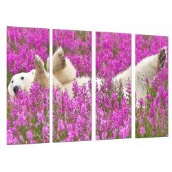 MULTI Wood Printings, Picture Wall Hanging, Landscape in the Nature Flowers Roses, Animal Bear Polar