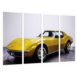 MULTI Wood Printings, Picture Wall Hanging, Car Vintage Chevrolet Yellow, Vehicle Classic