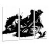 Cuadro Moderno Fotografico base madera, Moto Motocross, Deporte, Motorista Blanco y Negro