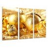Cuadro Moderno Fotografico base madera, Decoracion Navidad Dorada, bolas Arbol