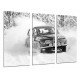 Cuadro Moderno Fotografico base madera, Coche Carreras Rally Vintage, Paisaje Nevado
