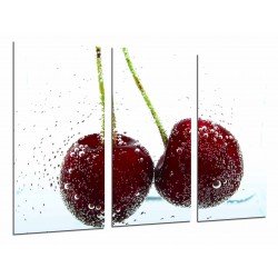 Cuadro Moderno Fotografico base madera, Fruta Cerezas Sumergidas en Agua