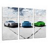Cuadro Moderno Fotografico base madera, Coches Carreras Colores Sobre Fondo de Asfalto