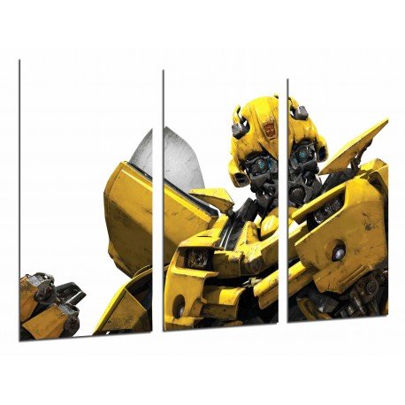 Cuadro Moderno Fotografico base madera, Trasformers Amarillo, Autobosts, Bumblebee, Blanco