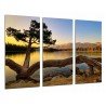 Cuadro Moderno Fotografico base madera, Atardecer Naturaleza Lago en el Bosque