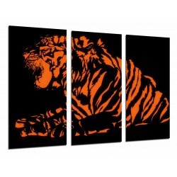 Cuadro Moderno Fotografico base madera, Animal Salvaje Tigre, Felino Naranja y Negro, Naturaleza