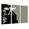 Cuadro Moderno Fotografico base madera, Bandido, Pistolero Revolver Apuntando, Blanco y Negro