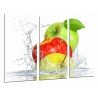 Cuadro Moderno Fotografico base madera, Composicion Frutas Manzana Agua, Fruteria, Cocina