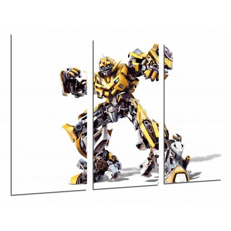 Cuadro Moderno Fotografico base madera, Trasformers Amarillo, Autobosts, Bumblebee, Blanco