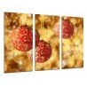 Cuadro Moderno Fotografico base madera, Decoracion Navidad Color Dorado y Rojo, Bolas de Arbol