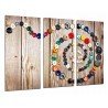 Cuadro Moderno Fotografico base madera, Espiral Original Figura con Botones de Colores, Madera