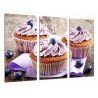 Cuadro Moderno Fotografico base madera, Pasteleria, Cafeteria, Cupcake Arandanos, Pastel Morado