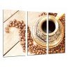 Cuadro Moderno Fotografico base madera, Cafeteria, Bar, Decoracion, Granos de Cafe, Taza y Te