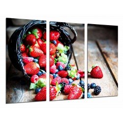 Cuadro Moderno Fotografico base madera, Fruteria, Frutas Bosque Cesta, Fresas, Moras, Arandanos