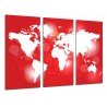 Cuadro Moderno Fotografico base madera, Mapa Mundi Rojo y Blanco, Mundo, Ciudades y Paises