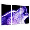 Cuadro Moderno Fotografico base madera, Moderno Animal Salvaje Lobo Aullando, Luces Moradas