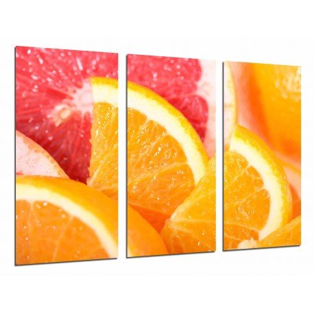 Cuadro Moderno Fotografico base madera, Frutas Naranja y Pomelo