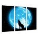 Cuadro Moderno Fotografico base madera, Lobo, Animal, Luna, Noche, Aullido